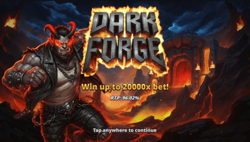 Dark Forge - menu permulaan dengan tema tempaan neraka